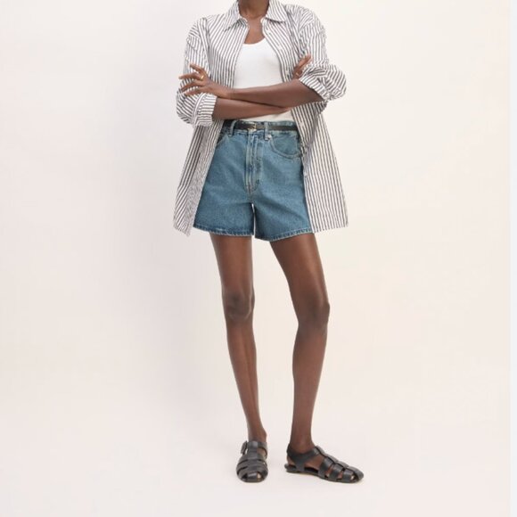 Everlane Blue High Waist Shorts Relaxed Fit - Picture 1 of 4